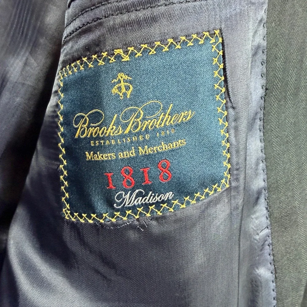 Brooks Brothers 1818 Madison 2‎ Piece Suit 44R W39x27 Gray Saxon Wool Hemmed